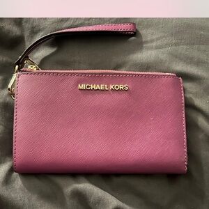 Michael Kors Purple Clutch with Gold Accents
